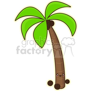 Palm tree cartoon character vector clip art image
