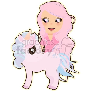 Unicorn and Girl cartoon character vector image