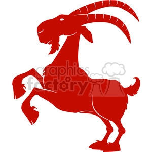 The clipart image depicts a stylized, red silhouette of a goat standing on its hind legs with curved horns and an open mouth, giving it a playful or comical appearance.