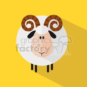 8246 Royalty Free RF Clipart Illustration Cute Ram Sheep Modern Flat Design Vector Illustration