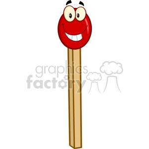 Royalty Free RF Clipart Illustration Smiling Match Stick Cartoon Mascot Character