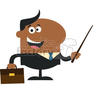8355 Royalty Free RF Clipart Illustration African American Manager Holding A Pointer Stick Flat Style Vector Illustration