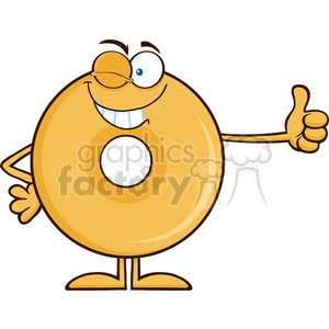 8655 Royalty Free RF Clipart Illustration Winking Donut Cartoon Character Giving A Thumb Up Vector Illustration Isolated On White