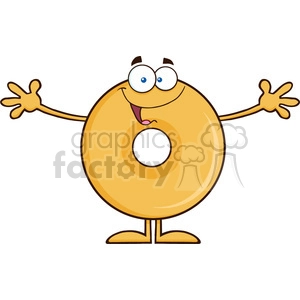 8657 Royalty Free RF Clipart Illustration Funny Donut Cartoon Character Wanting A Hug Vector Illustration Isolated On White