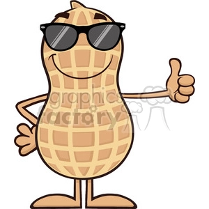 8644 Royalty Free RF Clipart Illustration Smiling Peanut Cartoon Character With Sunglasses Giving A Thumb Up Vector Illustration Isolated On White