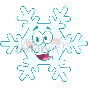 Royalty Free RF Clipart Illustration Smiling Snowflake Cartoon Mascot Character