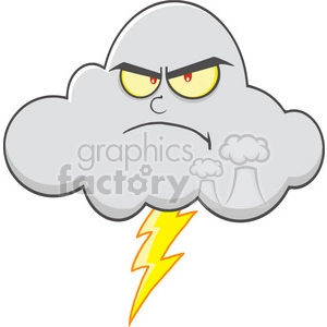 Royalty Free RF Clipart Illustration Angry Cloud With Lightning Cartoon Mascot Character