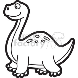 brachiosaurus dinosaur cartoon in black and white