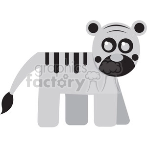 The clipart image shows a cartoon-style illustration of a white tiger. The white tiger is depicted in a standing position with its front paws slightly raised and its mouth closed. It has black stripes on its body, bright eyes, and a gray nose.
