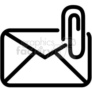 The clipart image shows a black and white vector icon of an email attachment. It represents the concept of sending or receiving digital data via email, and highlights the importance of digital privacy and security when handling sensitive information through email.
