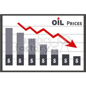 royalty free rf clipart illustration board graph chart for petroleum or oil decline dollar prices vector illustration isolated on white background
