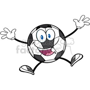 happy soccer ball cartoon mascot character jumping vector illustration isolated on white background
