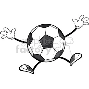 soccer ball faceless cartoon mascot character jumping vector illustration isolated on white background