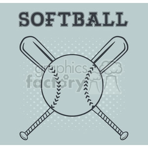 softball over crossed bats logo design vector illustration with text and background
