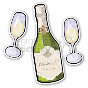 champagne and glass stickers
