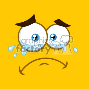 10889 Royalty Free RF Clipart Crying Cartoon Square Emoticons With Tears And Expression Vector With Yellow Background