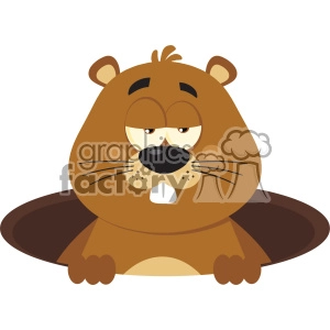 Cute Marmot Cartoon Character Emerging From A Hole Vector Flat Design