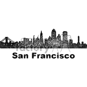 black and white city skyline vector clipart USA San Francisco