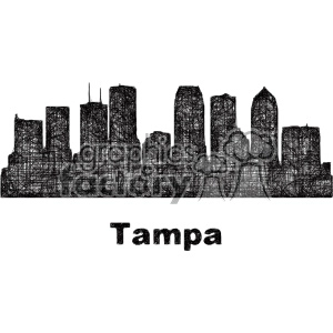 black and white city skyline vector clipart USA Tampa