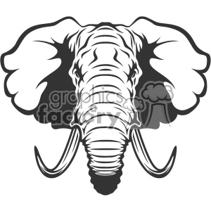 The clipart image depicts the head of an elephant in a stylized, cartoon-like form. It is designed for use as a mascot or logo, and could be used to represent a team, organization, or brand associated with elephants or qualities often attributed to them, such as strength, intelligence, and determination.
