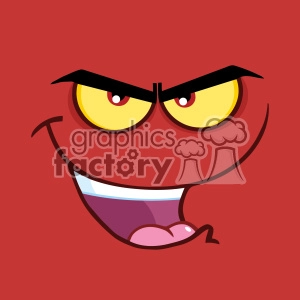 10866 Royalty Free RF Clipart Evil Cartoon Funny Face With Bitchy Expression Vector With Red Background