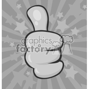 10693 Royalty Free RF Clipart Vintage Cartoon Hand Giving Thumbs Up Gesture Vector With Stars Sunburst Background In Gray Colors