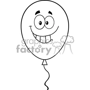 10760 Royalty Free RF Clipart Black And White Balloon Cartoon Mascot Character Vector Illustration