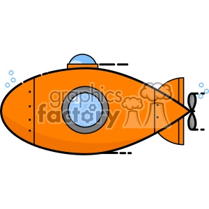 The clipart image depicts a submarine, a type of underwater vehicle used for exploring or military purposes. It is likely that the submarine is navigating through deep blue ocean water.
