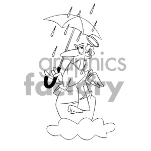 black and white cartoon angel mad about the rain