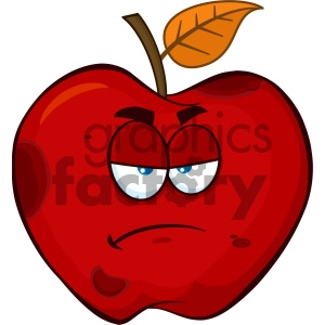 Royalty Free RF Clipart Illustration Grumpy Rotten Red Apple Fruit Cartoon Mascot Character Vector Illustration Isolated On White Background