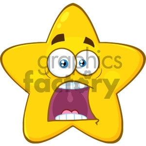 Royalty Free RF Clipart Illustration Scared Yellow Star Cartoon Emoji Face Character With Expressions A Panic Vector Illustration Isolated On White Background