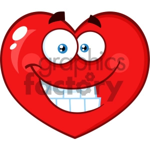 Smiling Red Heart Cartoon Emoji Face Character With Expression Vector Illustration Isolated On White Background