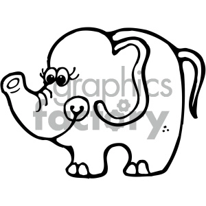 cartoon clipart Noahs animals elephant 002 bw