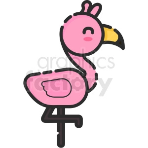 The clipart image depicts a stylized pink flamingo bird, shown in profile with its long neck and beak pointing upward. The bird has a hot pink coloration, with darker pink shading on the feathers of its wings and tail. The overall style of the image is minimalist, with simplified shapes and bold lines.
