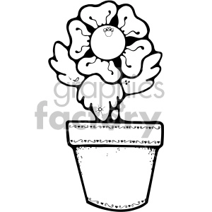 black and white pansy flower pot