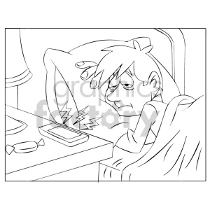 kid getting up in the morning coloring page clipart
