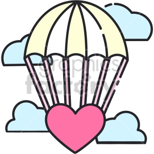 heart parachute vector icon