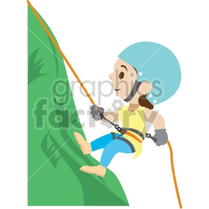 cartoon girl rock climbing