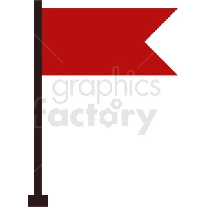 The image displays a clipart of a flag with a simple design consisting of a red field and a white triangle at the hoist. The flag is attached to a dark-colored flagpole.