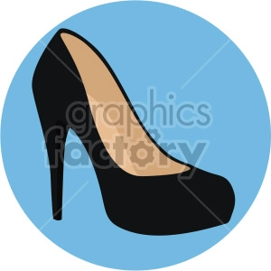 womans pump heel on blue circle background