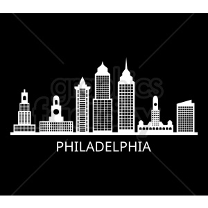 philadelphia city skyline vector with label on black