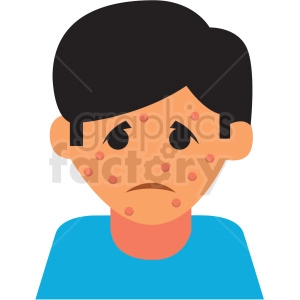 boy with chickenpox virus cartoon vector icon