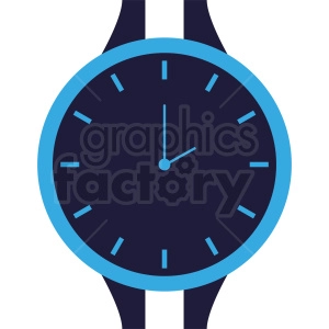blue wrist watch face vector clipart