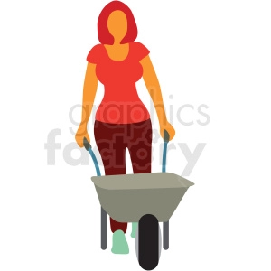 lady pushing a wheelbarrow