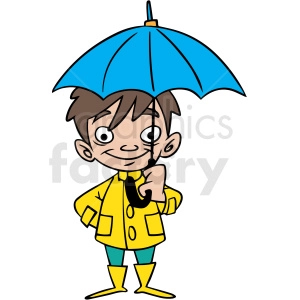 cartoon child holding umbrella vector