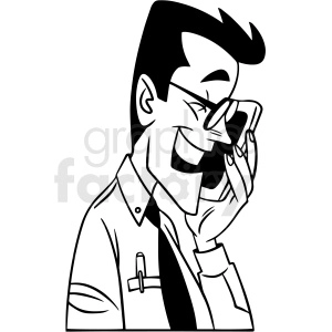 black and white guy laughing at his phone vector clipart
