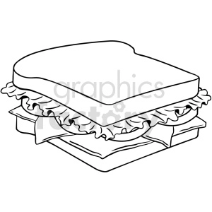 black and white sandwich vector clipart