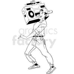 90s guy with large radio vector clipart