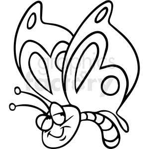 cartoon butterfly black white vector clipart
