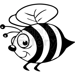 cartoon bee black white vector clipart
